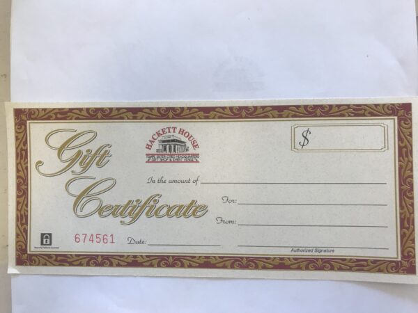 Hackett House Gift Certificate